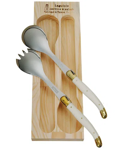 Jean Dubost Laguiole 2pc Salad Server Set In White
