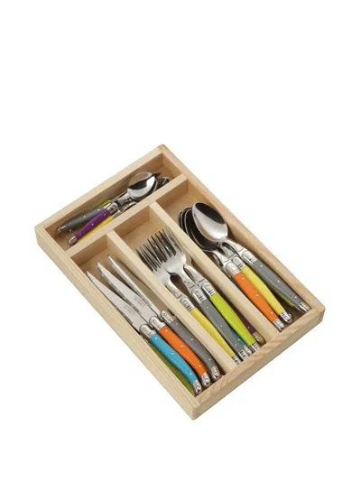 Jean Dubost Laguiole Colour-block Cutlery (set Of 24) In Silver