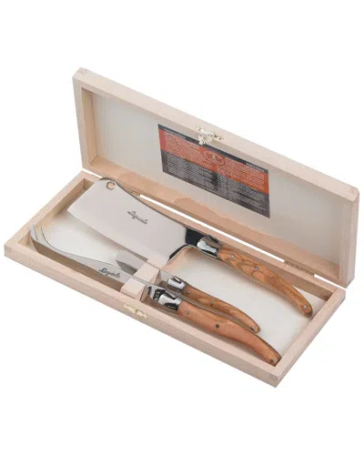 Jean Dubost Laguiole Olive Wood 3pc Cheese Set In Multi