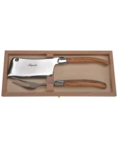 Jean Dubost Olive Wood 2pc Cheese Set In Gray