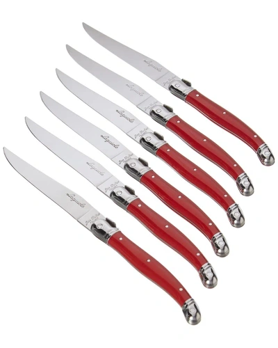 Jean Dubost Set Of 6 Assorted Knives In Red