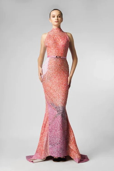 Jean Fares Couture Sleeveless Fit And Flare Gown In Pink