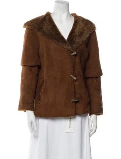 Pre-owned Jean Guise Tanatar A.s Lambskin Faux Fur Jacket In Brown