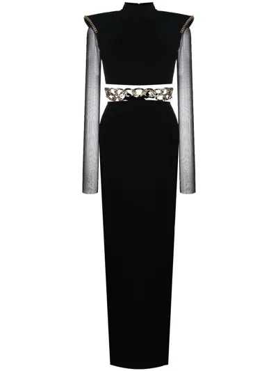 Jean Louis Sabaji Chain-link Detail Maxi Dress In Black