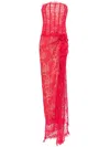 Jean Louis Sabaji Guipure-kleid Mit Korsage In Rot