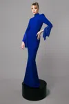 JEAN LOUIS SABAJI CREPE GOWN WITH CHAIN MAIL SLEEVES
