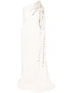 Jean Louis Sabaji Crystal-embellished Crepe Dress In White