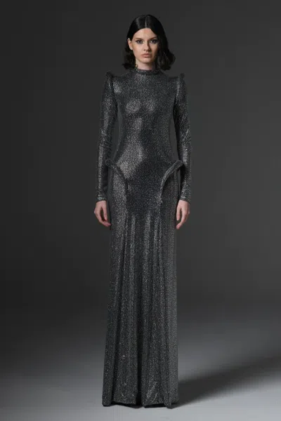 Jean Louis Sabaji Crystal Studded Jersey Gown In Green