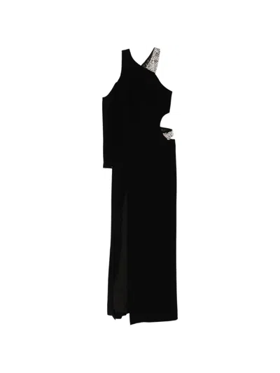 Jean Louis Sabaji Crystal-embellished Cut-out Dress In Black