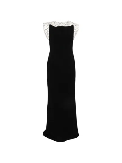 Jean Louis Sabaji Crystal-embellished Maxi Dress In Black