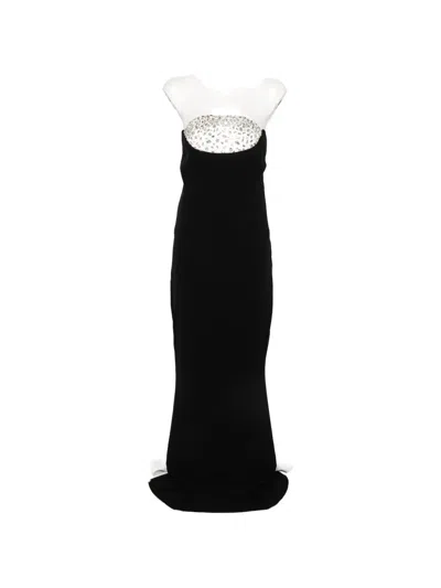 Jean Louis Sabaji Crystal-embellished Strapless Maxi Dress In Black