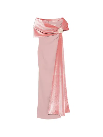 Jean Louis Sabaji Embellished Draped Maxi Dress In Pink