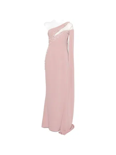 Jean Louis Sabaji Embellished One-shoulder Maxi Dress In Pink