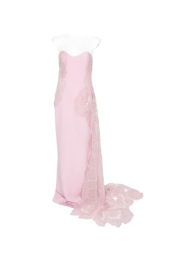 Jean Louis Sabaji Embroidered-tulle Maxi Dress In Pink