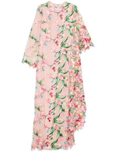Jean Louis Sabaji Floral-embroidered Abaya In Pink