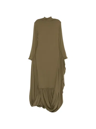 Jean Louis Sabaji Long Sleeve Ruffled Maxi Dress In Green
