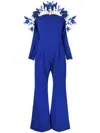 Jean Louis Sabaji Long-sleeve Wide-leg Jumpsuit In Blue