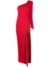 Jean Louis Sabaji One-shoulder Side-slit Maxi Dress In Red