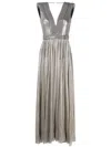 Jean Louis Sabaji Pleated Tulle Maxi Dress In Grey