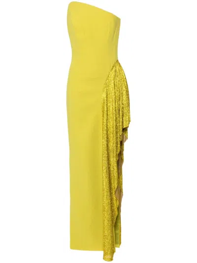 Jean Louis Sabaji Kreppkleid Mit Strass In Gelb