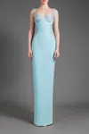 JEAN LOUIS SABAJI SCOOP NECK SHIMMERY LUREX AND CRÊPE GOWN