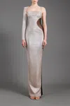 JEAN LOUIS SABAJI SHIMMERY LUREX OPTICAL ILLUSION GOWN