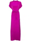 Jean Louis Sabaji Tied-waist Short-sleeve Maxi Dress In Purple