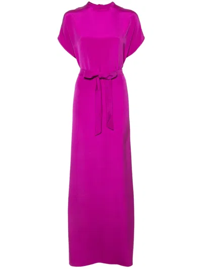 Jean Louis Sabaji Tied-waist Short-sleeve Maxi Dress In Purple