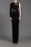 Shop Jean Louis Sabaji Tulle Cut-out Jersey Gown In Black