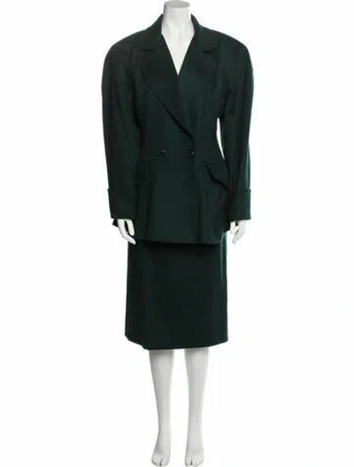 Pre-owned Jean Louis Scherrer 1980's Skirt Suit In Green