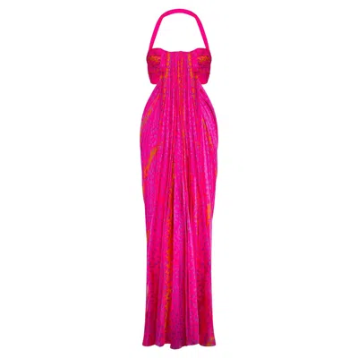 Pre-owned Jean Louis Scherrer 1980s  Haute Couture Silk Cut Out Dress In Red
