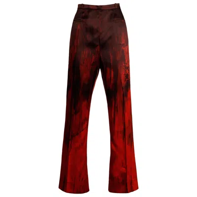 Pre-owned Jean Louis Scherrer 1990s Couture Jean-louis Scherrer Vintage Painted Red + Black Trousers/ Pants
