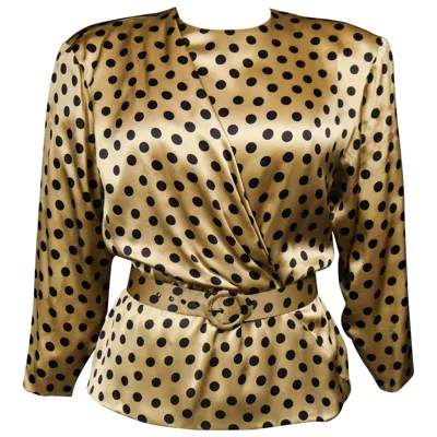 Pre-owned Jean Louis Scherrer A  French Couture Blouse Circa 1985 In Brown