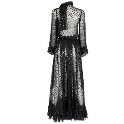Pre-owned Jean Louis Scherrer Haute Couture Black Polka Dots Sheer Evening Gown, F/w 2005