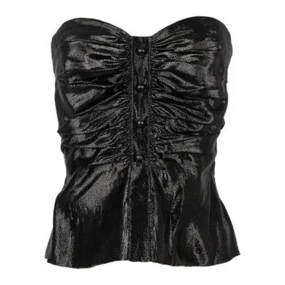Pre-owned Jean Louis Scherrer Jean-louis Scherrer Black Bustier Top With A Metallic Effect
