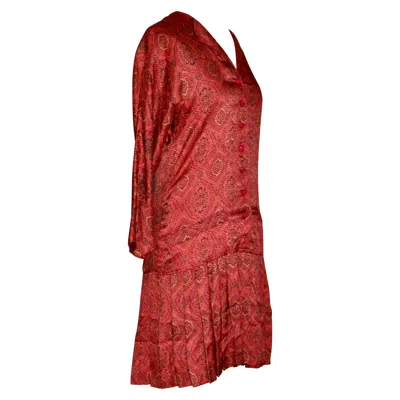 Pre-owned Jean Louis Scherrer Jean-louis Scherrer Boutique Paris Paisley Silk Day Dress In Red