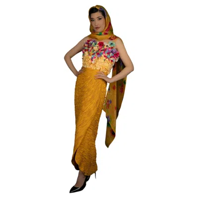 Pre-owned Jean Louis Scherrer Jean-louis Scherrer Flower Dress Haute Couture In Orange