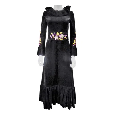 Pre-owned Jean Louis Scherrer Jean-louis Scherrer French Couture Black Velvet Dress Circa 1990