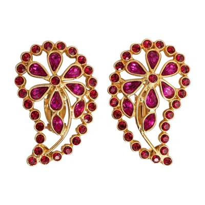 Pre-owned Jean Louis Scherrer Jean-louis Scherrer Gilted Metal Clip-on Earrings In Multi