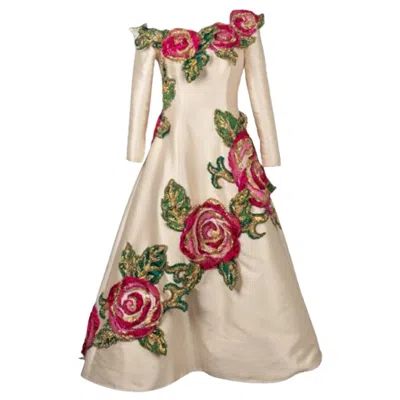 Pre-owned Jean Louis Scherrer Jean-louis Scherrer Ivory Silk Dress Haute Couture, 1993 In White