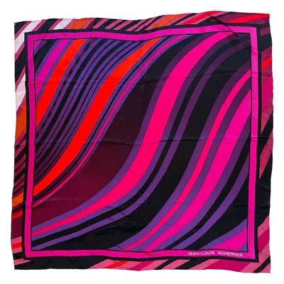 Pre-owned Jean Louis Scherrer Jean-louis Scherrer Paris Silk Scarf Vintage 1980s In Purple