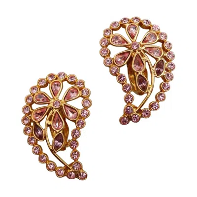 Pre-owned Jean Louis Scherrer Jean-louis Scherrer Pink And Gold Clip-on Earrings