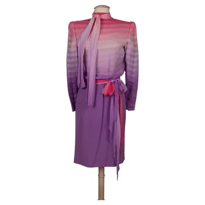 Pre-owned Jean Louis Scherrer Jean-louis Scherrer Silk Muslin Dress Haute Couture 34fr/36fr In Gray