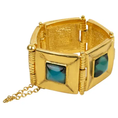 Pre-owned Jean Louis Scherrer Paris Gilded Jeweled Bangle Bracelet In Multi
