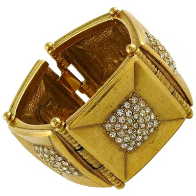 Pre-owned Jean Louis Scherrer Vintage Gold Toned Jewelled Bracelet In Brown