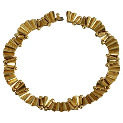 Pre-owned Jean Louis Scherrer Vintage  Cylindrical Links Articulated Choker Necklace In Multi
