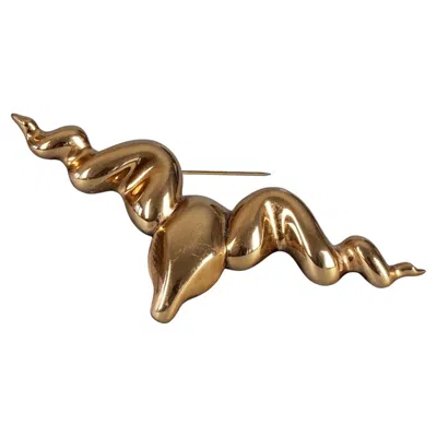 Pre-owned Jean Louis Scherrer Vintage Massive  Antelope Head Spiral Horn Novelty Brooch In Multi