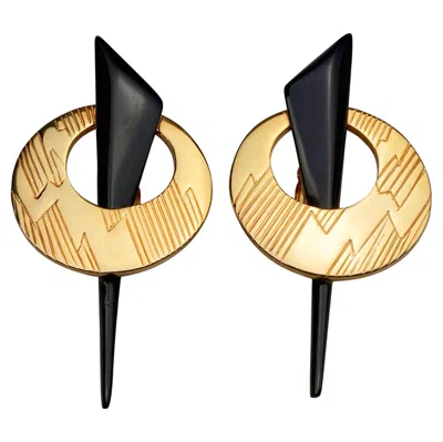 Pre-owned Jean Louis Scherrer Vintage Massive  Geometric Art Deco Earrings In Multi