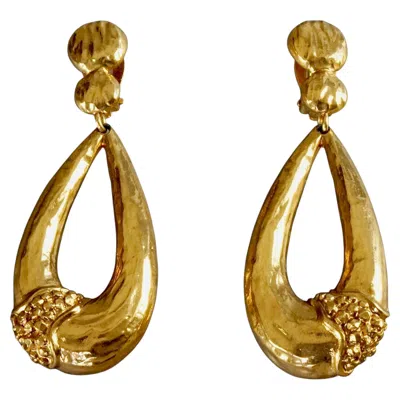 Pre-owned Jean Louis Scherrer Vintage Massive  Geometric Textured Drop Earrings In Multi