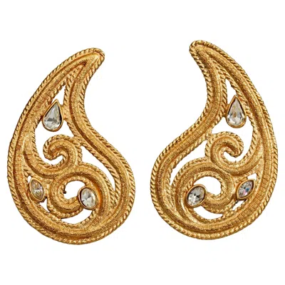 Pre-owned Jean Louis Scherrer Vintage Massive  Paisley Rhinestones Earrings In Multi